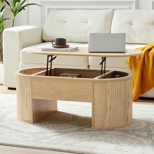 QHITTY Fluted Coffee Table with Lifting Top